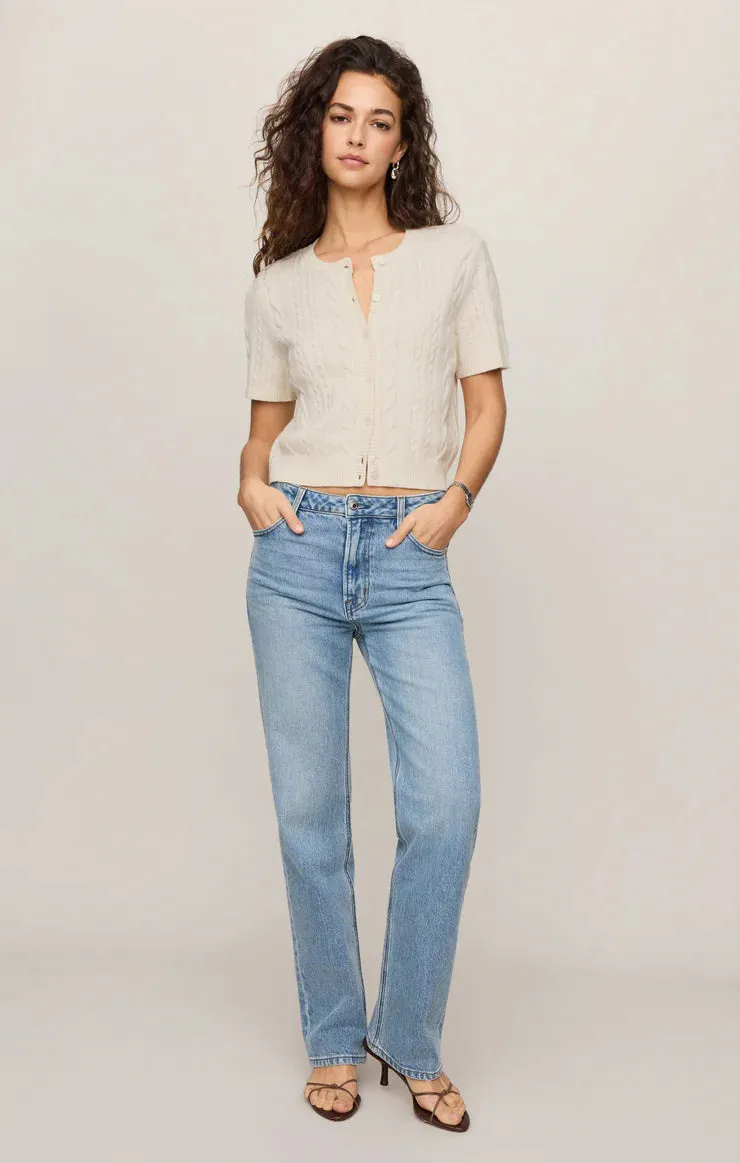 Cera Short Sleeve Cardigan | Cloud sold by Bella Chic product image thumbnail 3