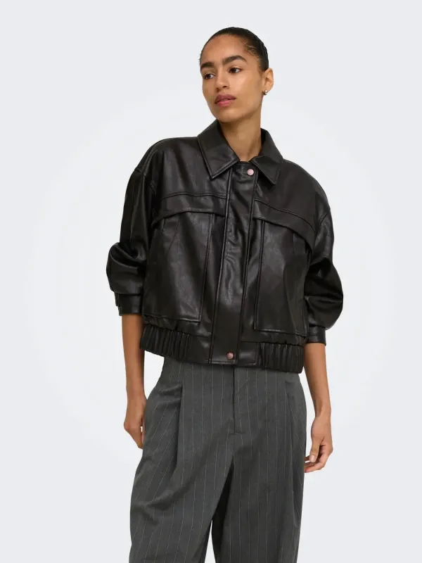 Melle Faux Leather Jacket | Chocolate Torte made by Only