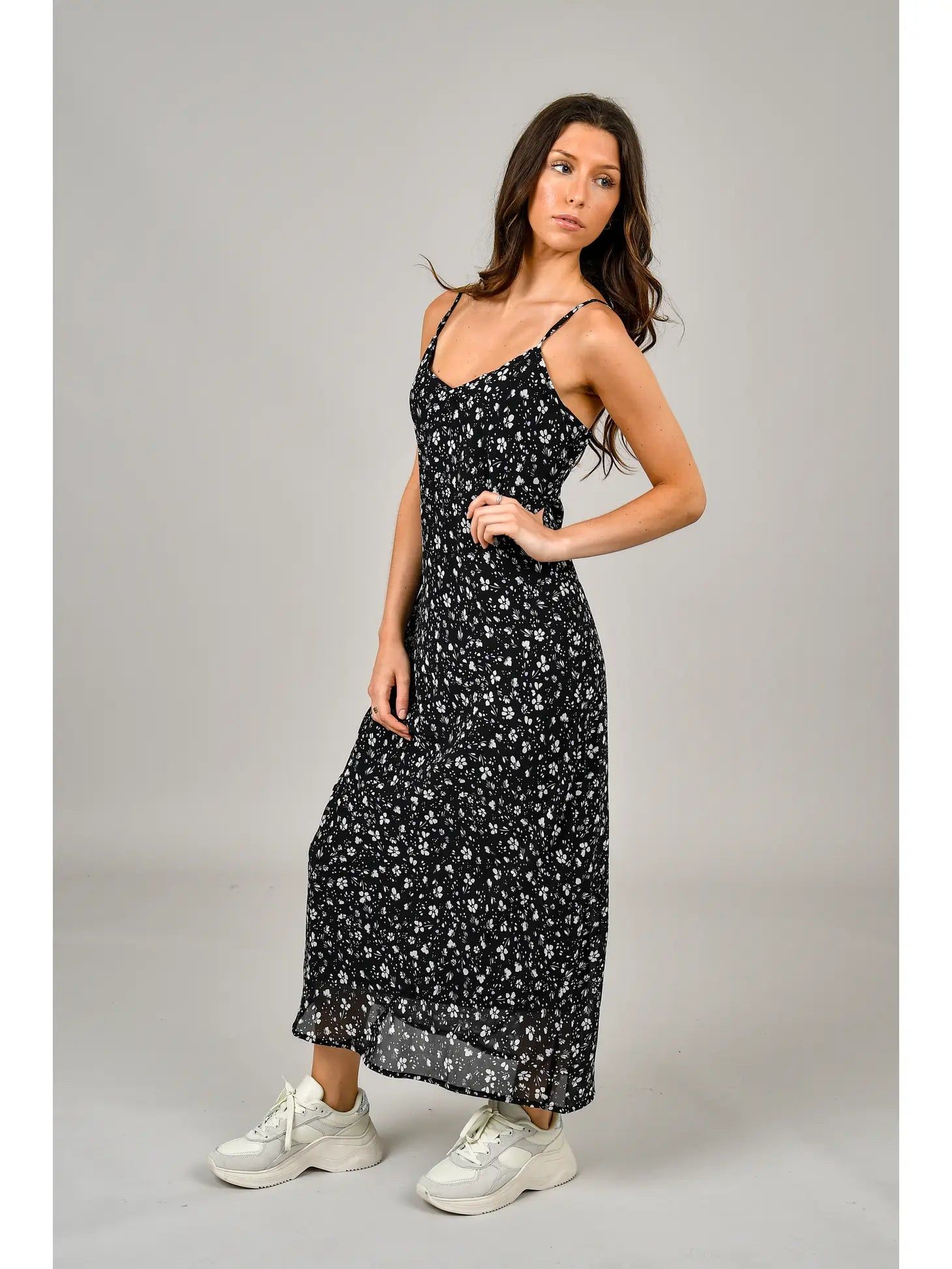 Layla Slip Printed Dress | Black/White sold by Bella Chic product image thumbnail 4