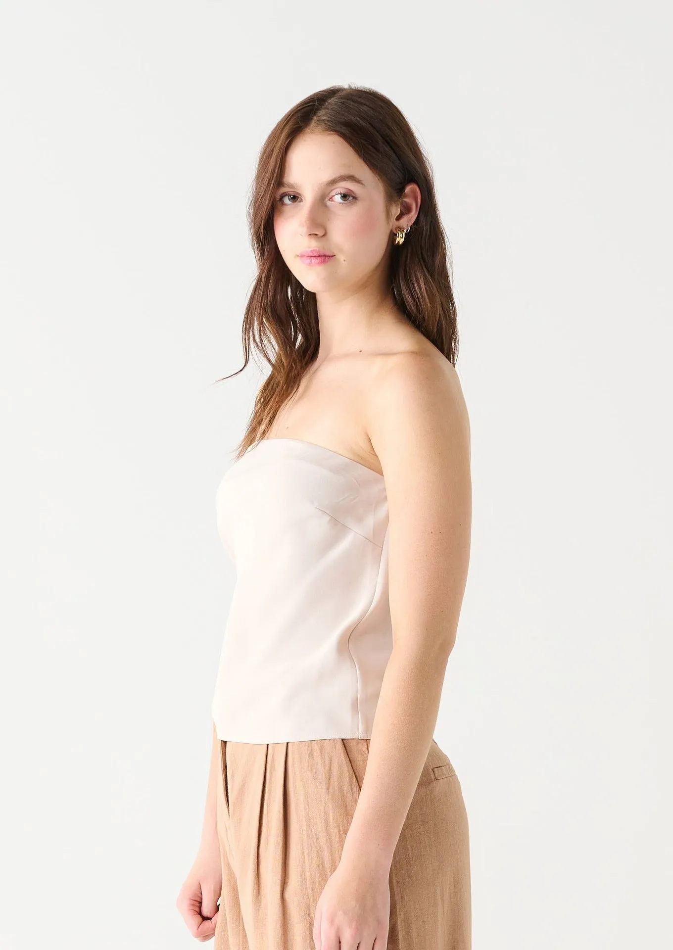 Strapless Satin Tank | Pearl sold by Bella Chic product image thumbnail 2
