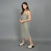 Layla Linen Blend Shoulder Strap Dress | Moss sold by Bella Chic
