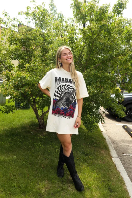 Nashville Tee Dress | Antique White sold by Bella Chic