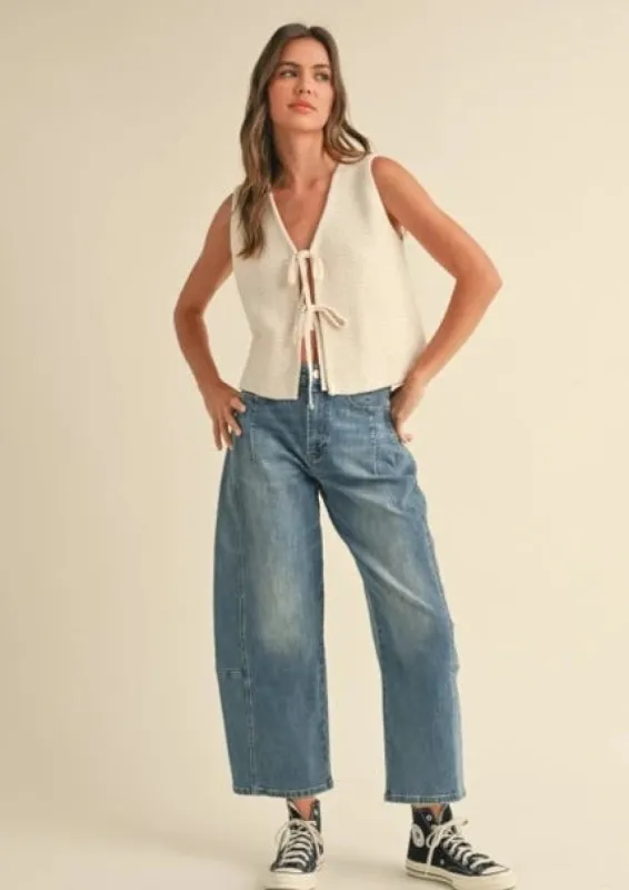 Tied Front Knitted Vest | Beige sold by Bella Chic