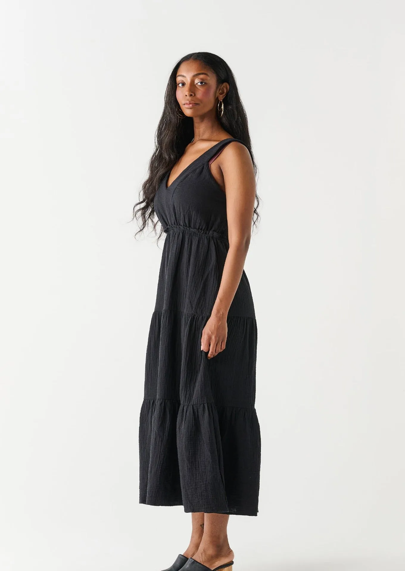 Textured Tiered Midi Dress | Black sold by Bella Chic product image thumbnail 2