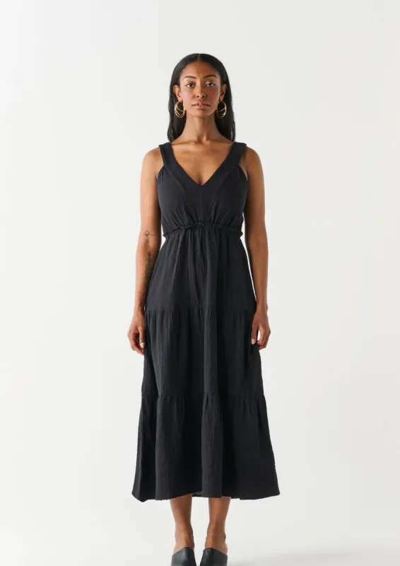 Textured Tiered Midi Dress | Black sold by Bella Chic
