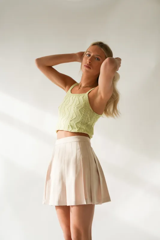 Pillar Suit Pleated Skirt | Bone sold by Bella Chic