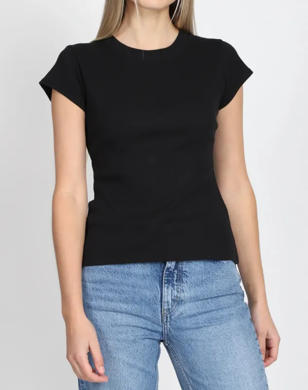 Ribbed Fitted T-Shirt | Black sold by Bella Chic