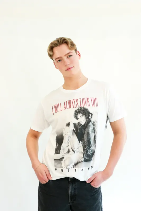 Graphic Tee Whitney Always Love You | White sold by Bella Chic