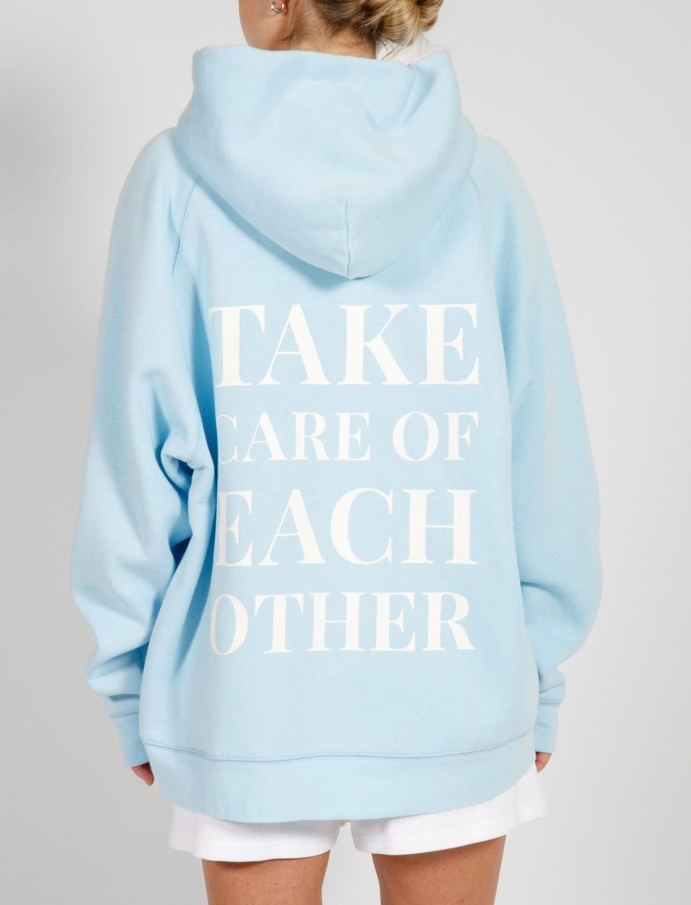 "Take Care of Each Other" Not Your Boyfriend's Hoodie | Baby Blue sold by Bella Chic