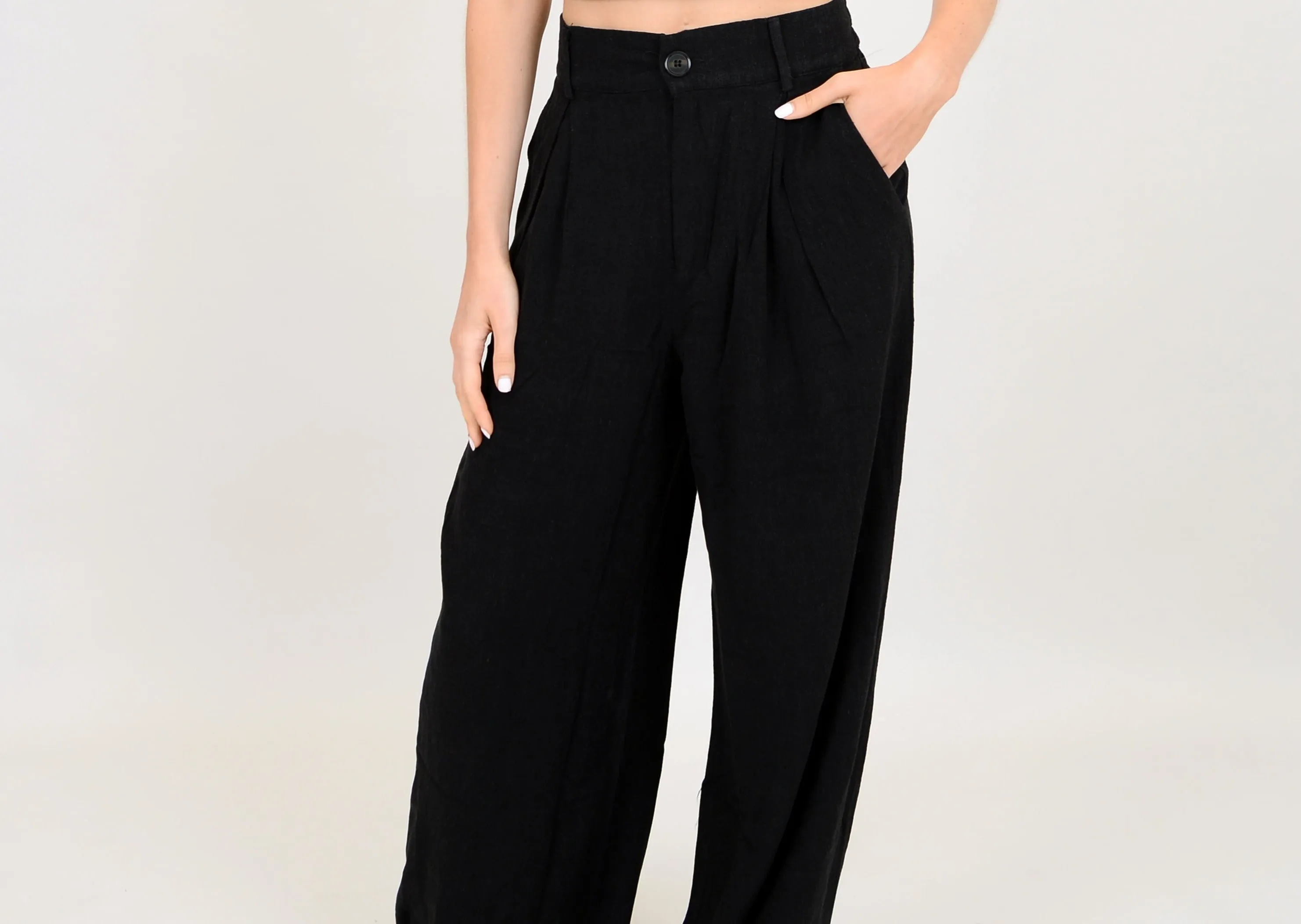 NYX Linen Blend Pants | Black sold by Bella Chic