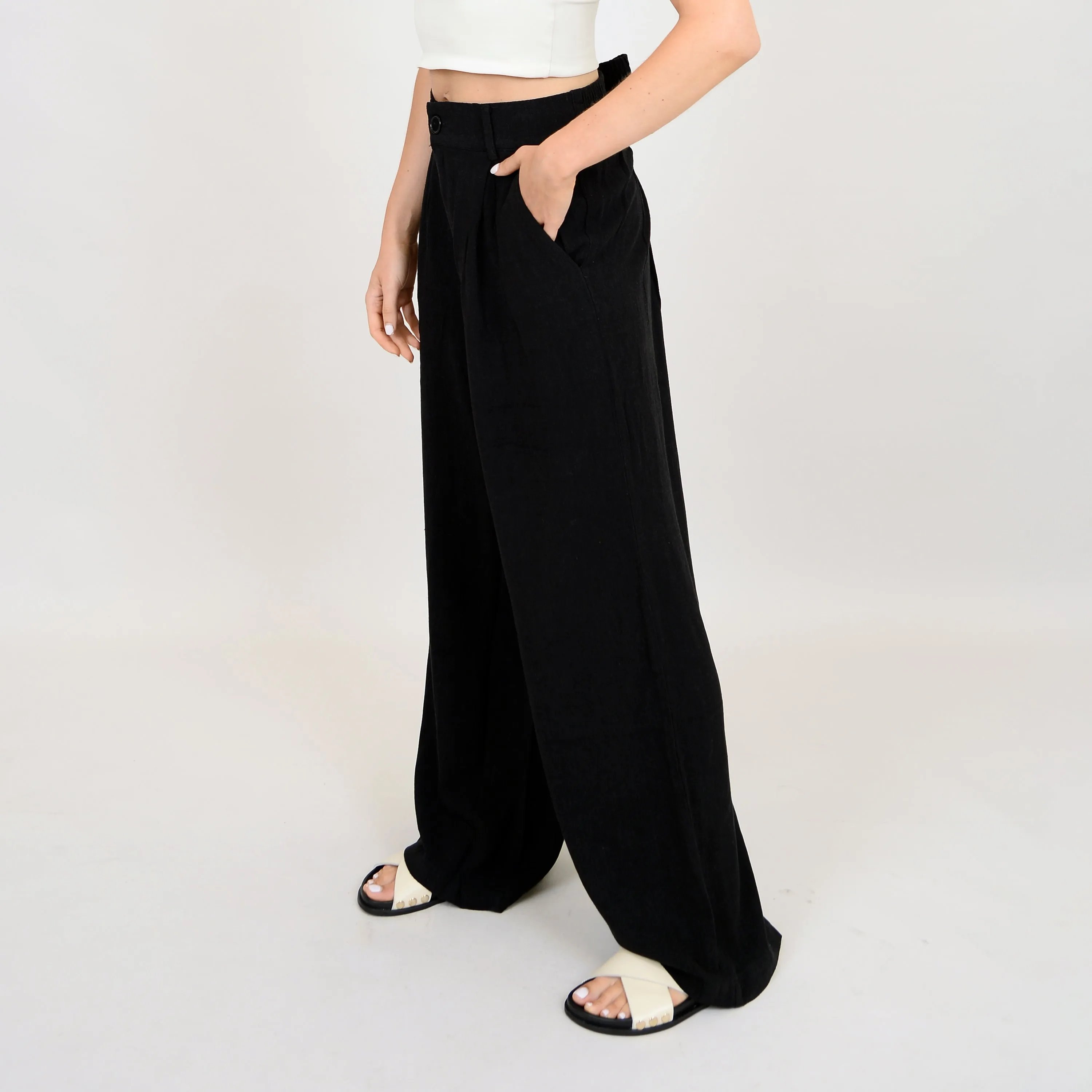 NYX Linen Blend Pants | Black sold by Bella Chic product image thumbnail 2