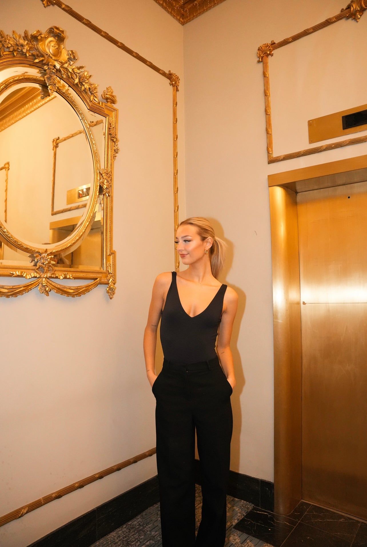 Valentina Double V Bodysuit | Black sold by Bella Chic product image thumbnail 2