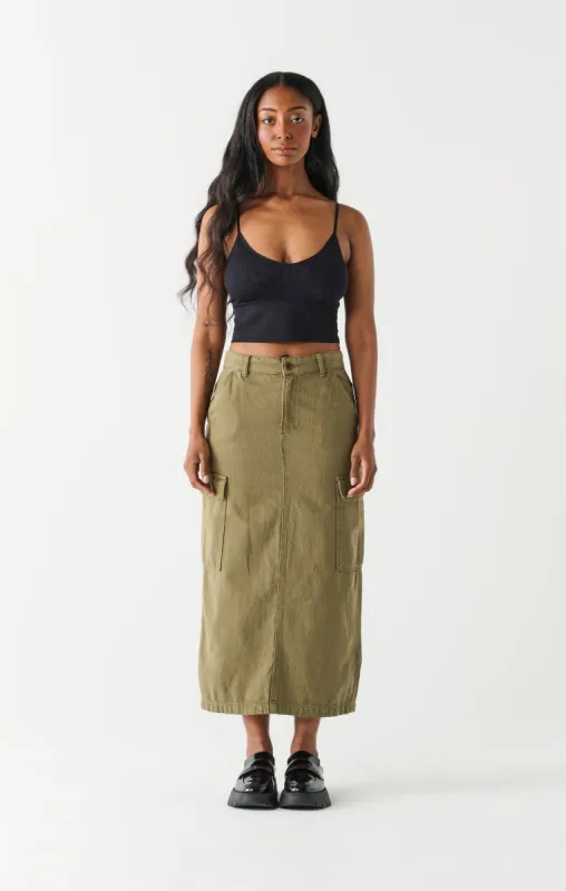 Utility Maxi Skirt | Khaki Wash sold by Bella Chic