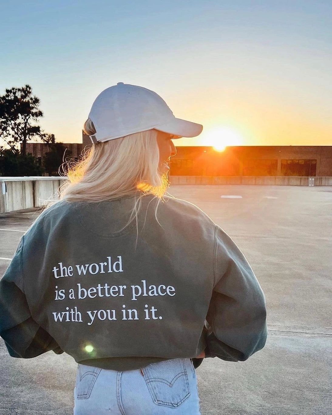 The World Is a Better Place Graphic Sweatshirt | Vintage Green sold by Bella Chic product image thumbnail 2