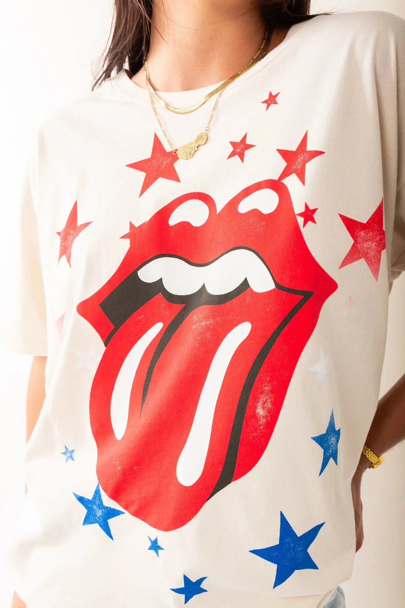 Rolling Stones Stars Merch Tee | Dirty White sold by Bella Chic product image thumbnail 4
