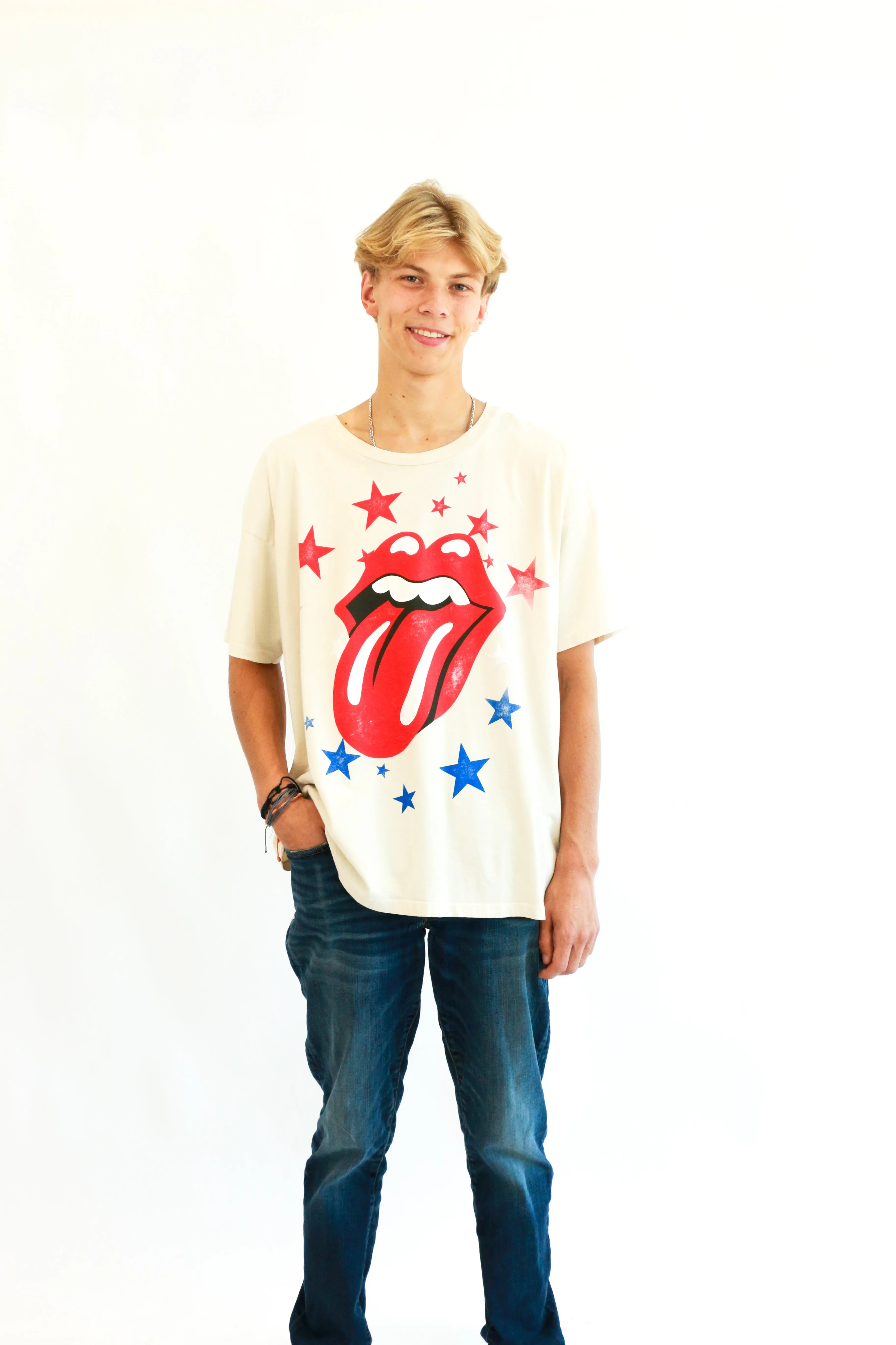 Rolling Stones Stars Merch Tee | Dirty White sold by Bella Chic