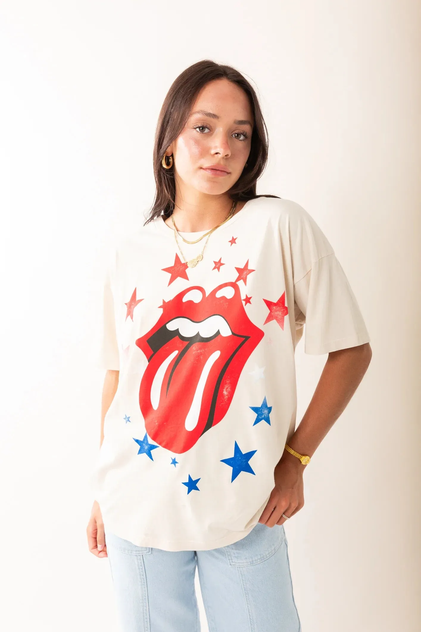 Rolling Stones Stars Merch Tee | Dirty White sold by Bella Chic product image thumbnail 5