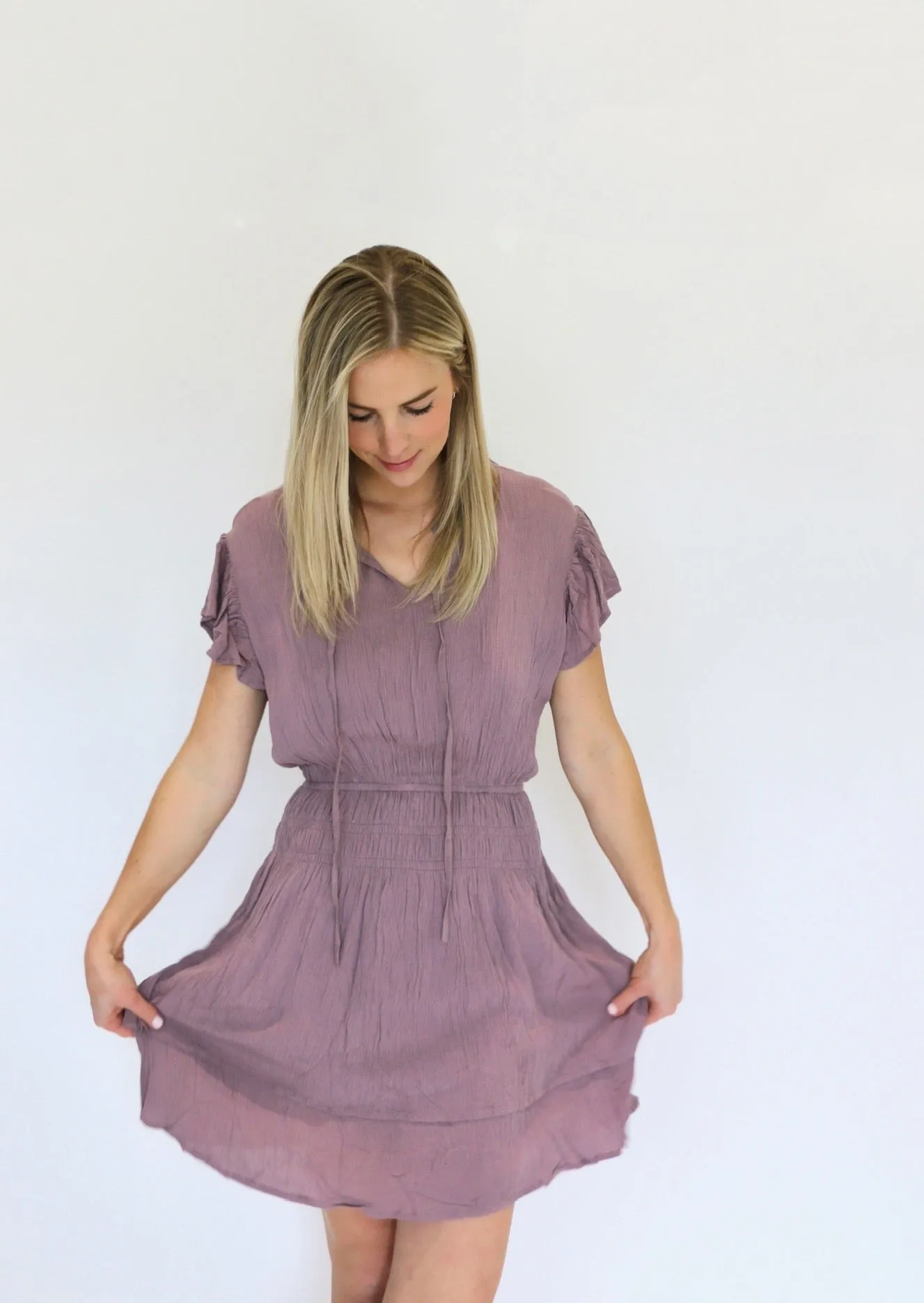 Pania Ruffle Tiered Dress | Lilac Haze sold by Bella Chic
