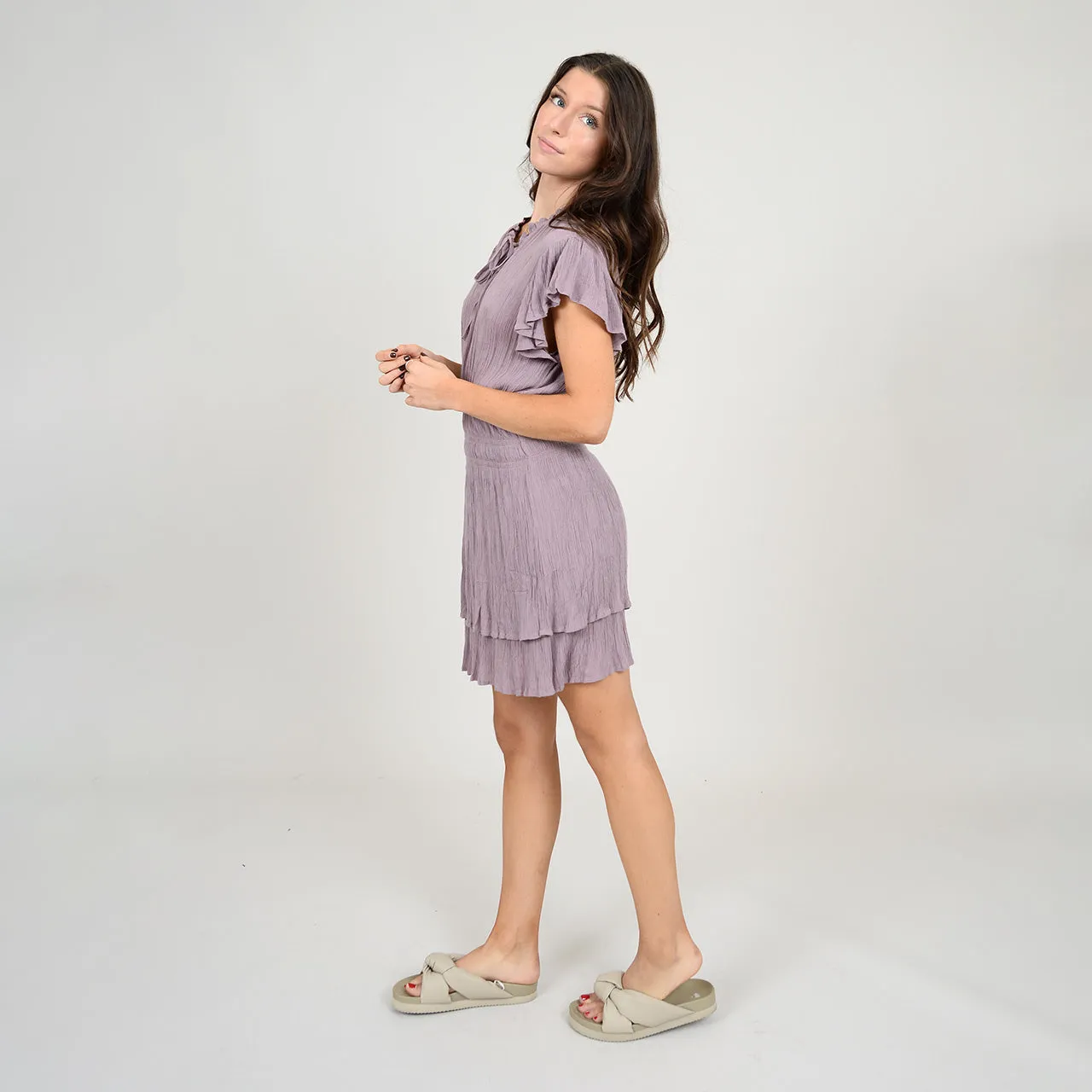 Pania Ruffle Tiered Dress | Lilac Haze sold by Bella Chic product image thumbnail 3