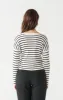 Ribbed Stripe Cardigan | White Stripe sold by Bella Chic