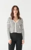 Ribbed Stripe Cardigan | White Stripe sold by Bella Chic