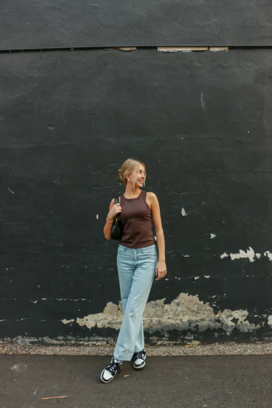 Adina Racer Tank | Dark Brown sold by Bella Chic