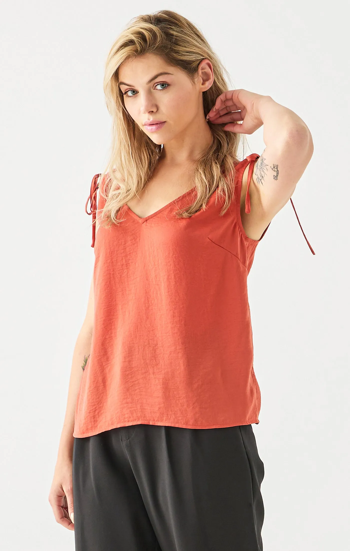 V-Neck Tie Shoulder Top | Copper sold by Bella Chic product image thumbnail 2