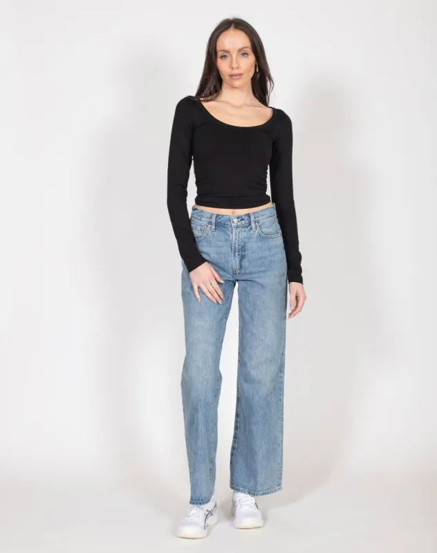 Scoop Neck LS Tee | Black sold by Bella Chic