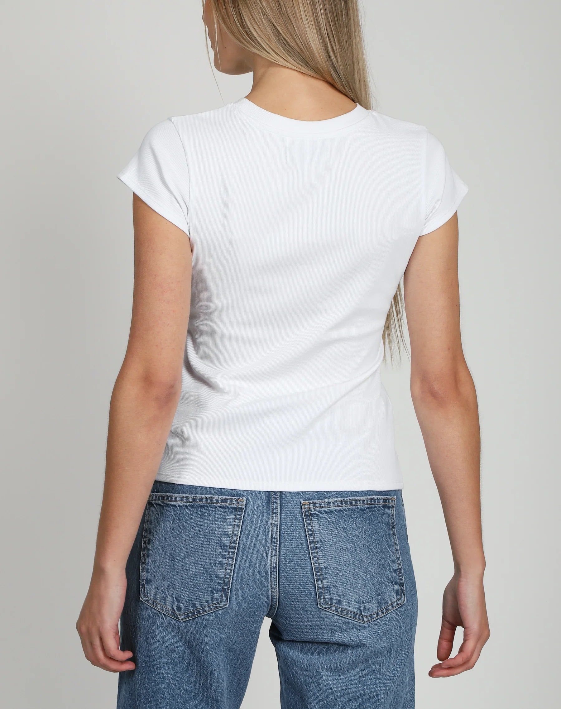Ribbed Fitted T-Shirt | White sold by Bella Chic product image thumbnail 2