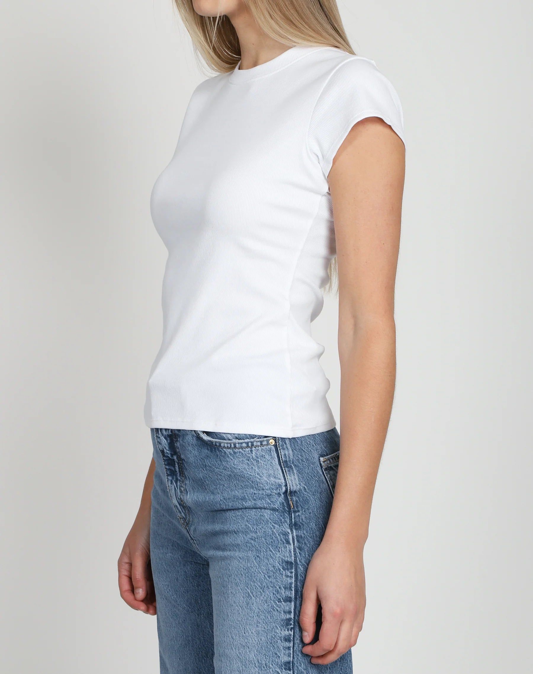 Ribbed Fitted T-Shirt | White sold by Bella Chic