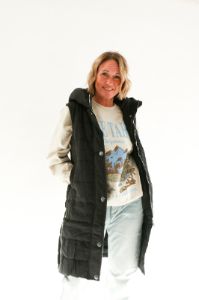 Tara Longline Puffer Vest | Black sold by Bella Chic