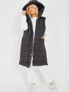 Tara Longline Puffer Vest | Black sold by Bella Chic