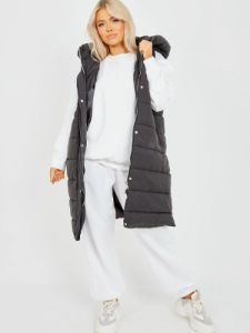 Tara Longline Puffer Vest | Black sold by Bella Chic
