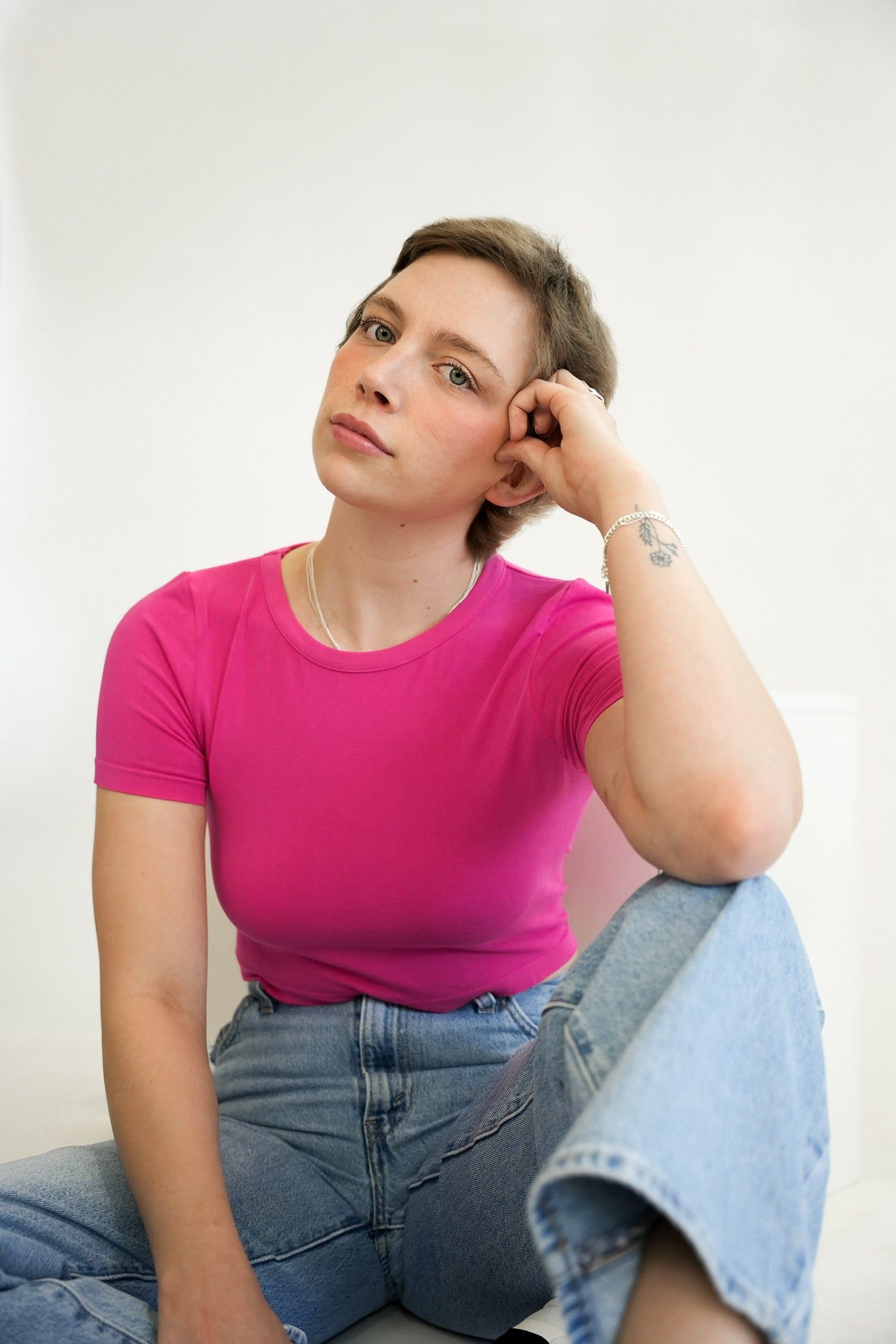 Bamboo Short Sleeve Crop Top | Fuchsia sold by Bella Chic product image thumbnail 3