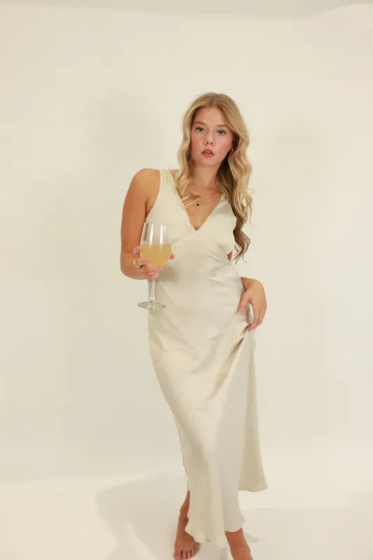 Drimma Long Dress with Shirred Bust | Fog sold by Bella Chic