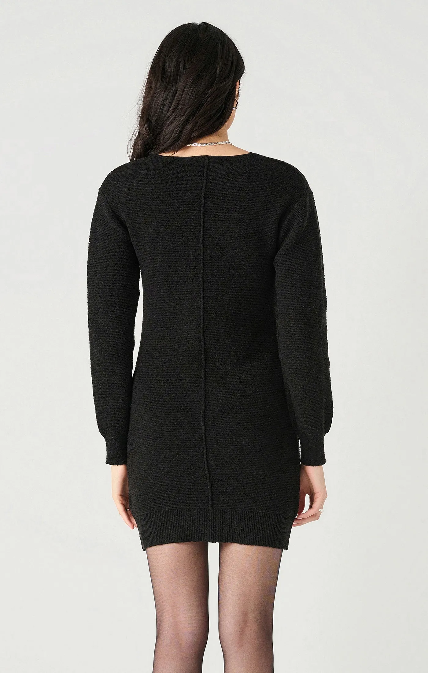 V-Neck Ribbed Sweater Dress | Black sold by Bella Chic product image thumbnail 2
