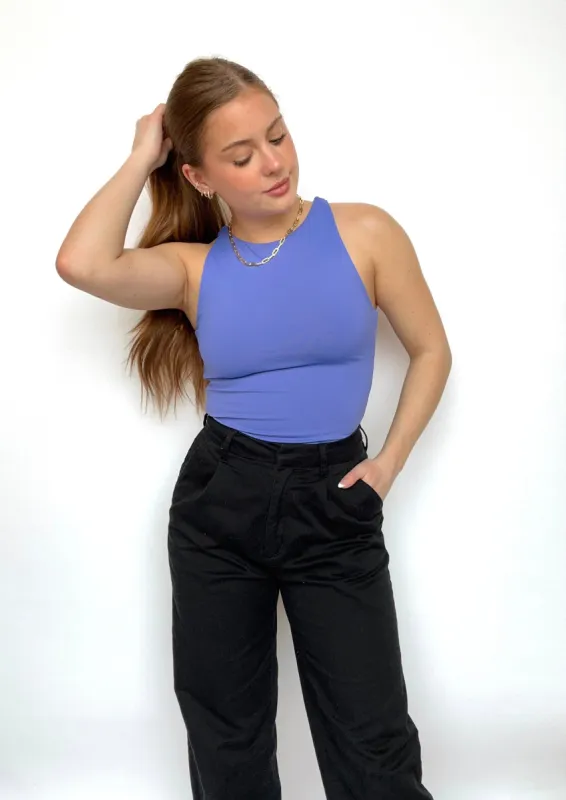 Second Skin Roxanna Crewneck Bodysuit | Violet Ink sold by Bella Chic