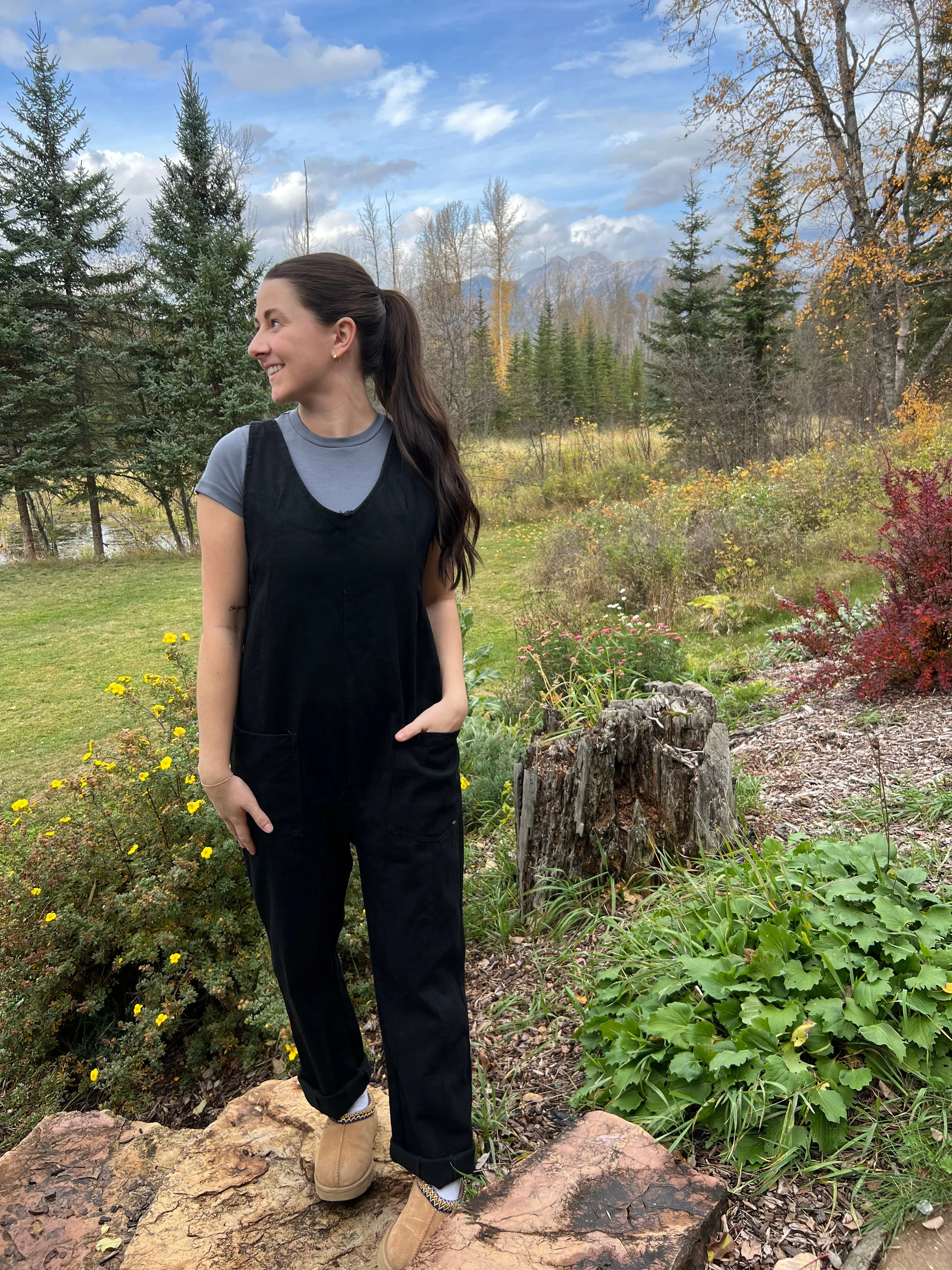 Denim Jumpsuit | Mineral Black sold by Bella Chic