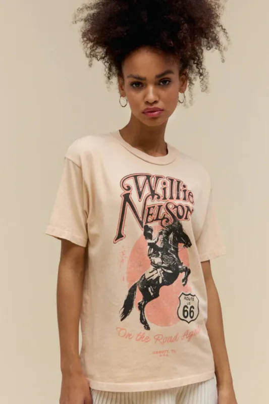 Willie Nelson Route 66 Weekend Tee | Sand sold by Bella Chic