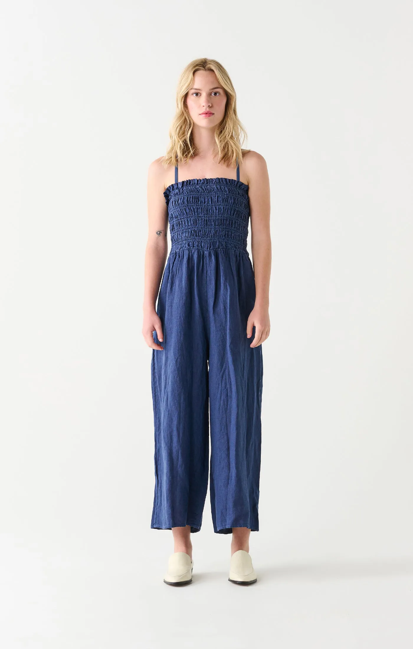 Smocked Jumpsuit | Navy sold by Bella Chic