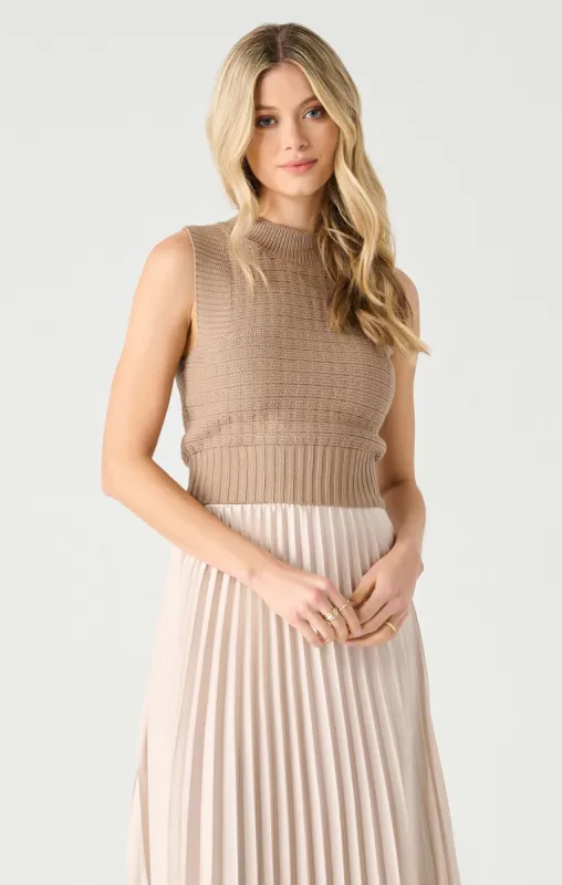Textured Stitch Sweater Tank | Mink sold by Bella Chic