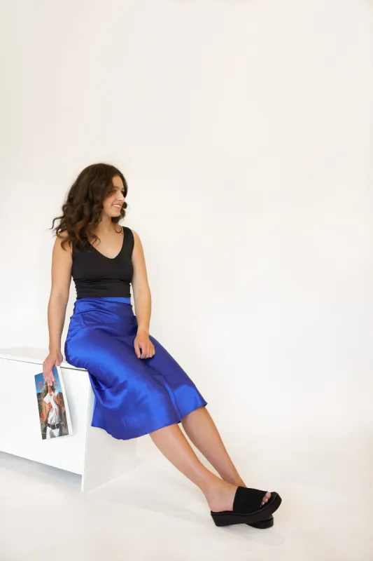 Mele Midi Skirt | Deep Blue sold by Bella Chic