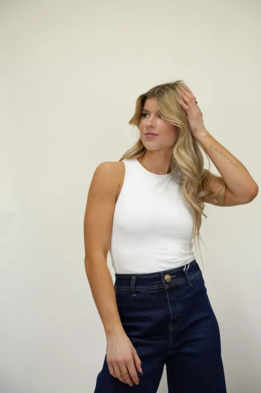 Second Skin Maria Muscle Tank | White sold by Bella Chic
