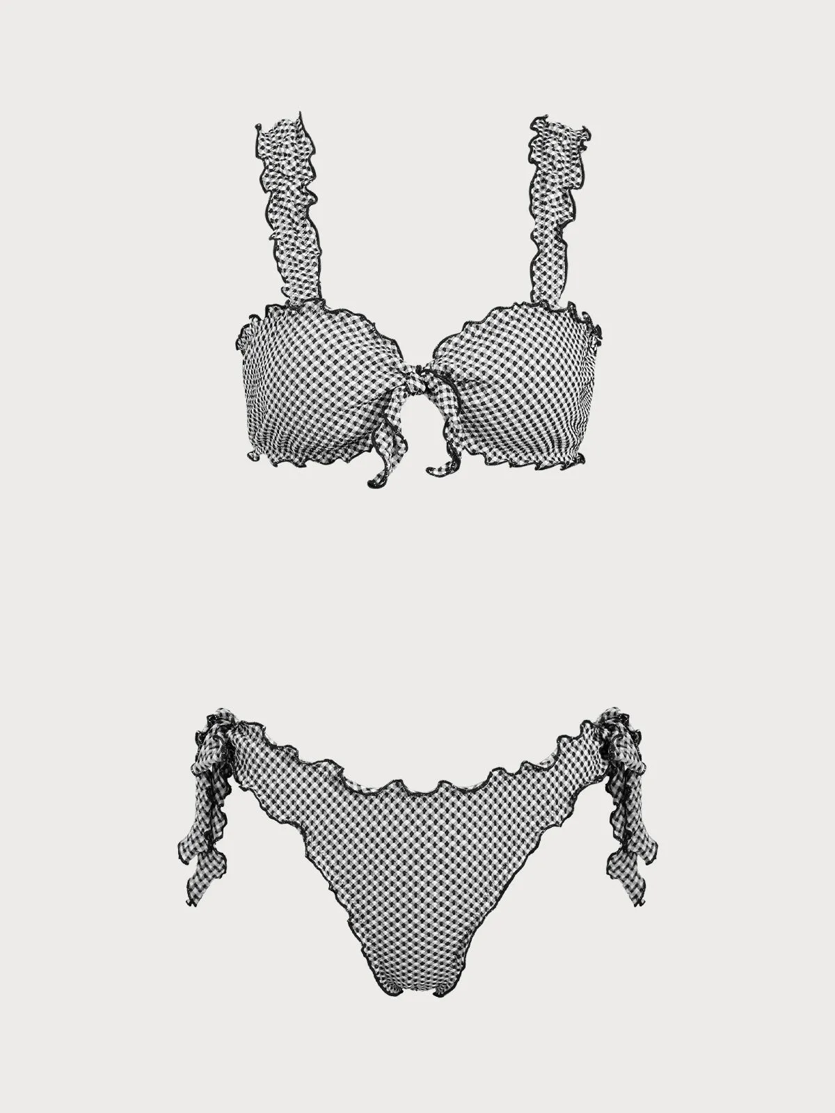 Black Plaid Twist Bikini Set sold by Samiol