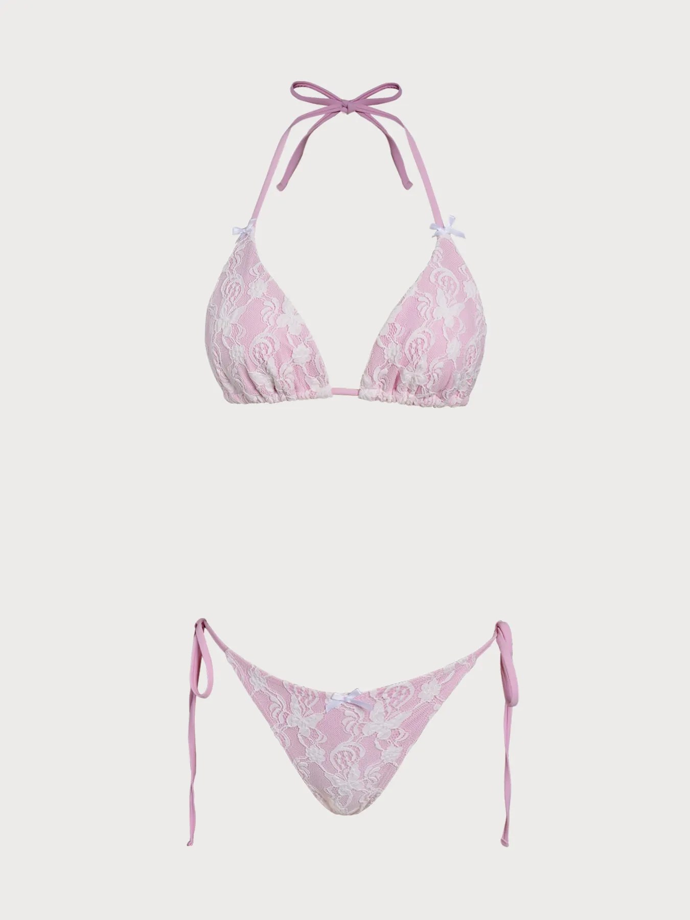 Pink Floral Jacquard Bikini Set sold by Samiol