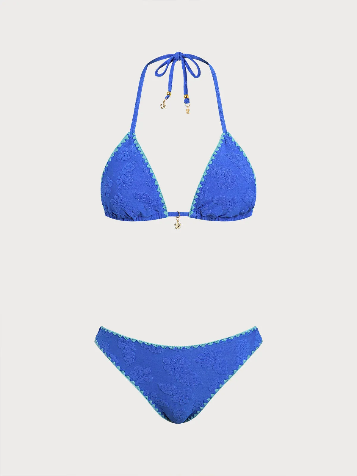 Blue Floral Contrast Bikini Set sold by Samiol product image thumbnail 5