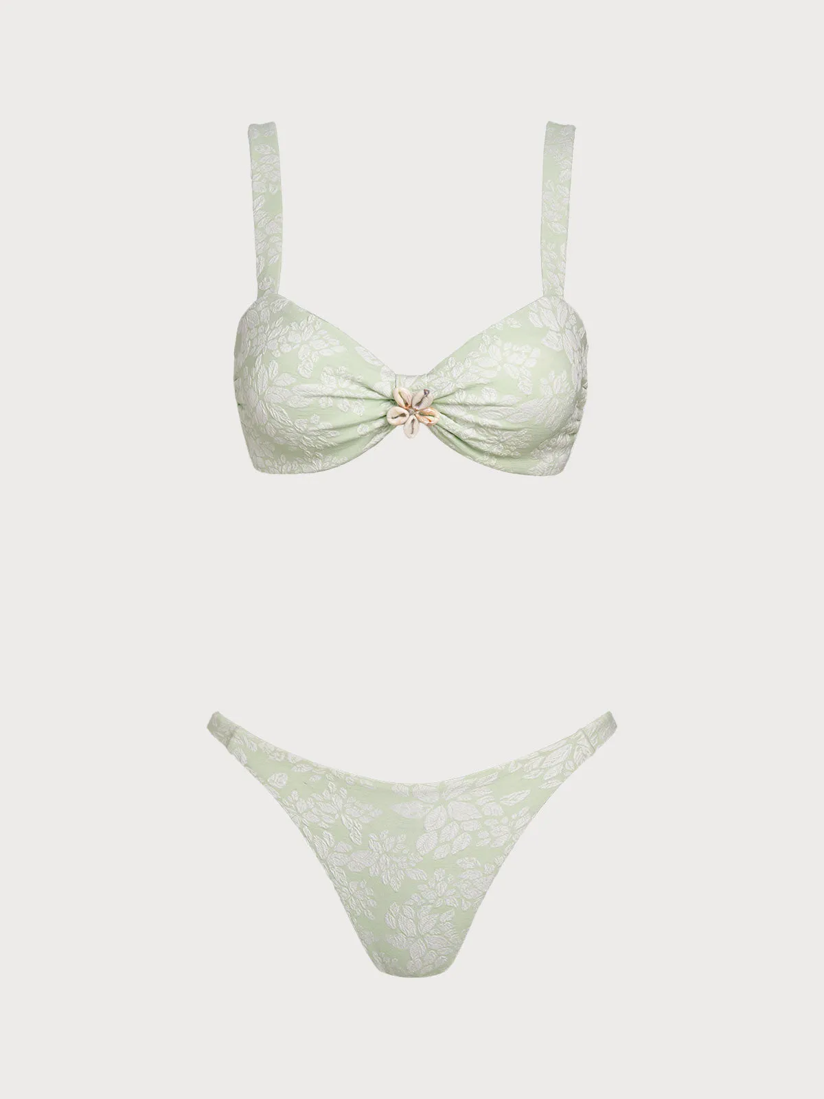 Green Shell Trim Twist Bikini Set sold by Samiol product image thumbnail 5
