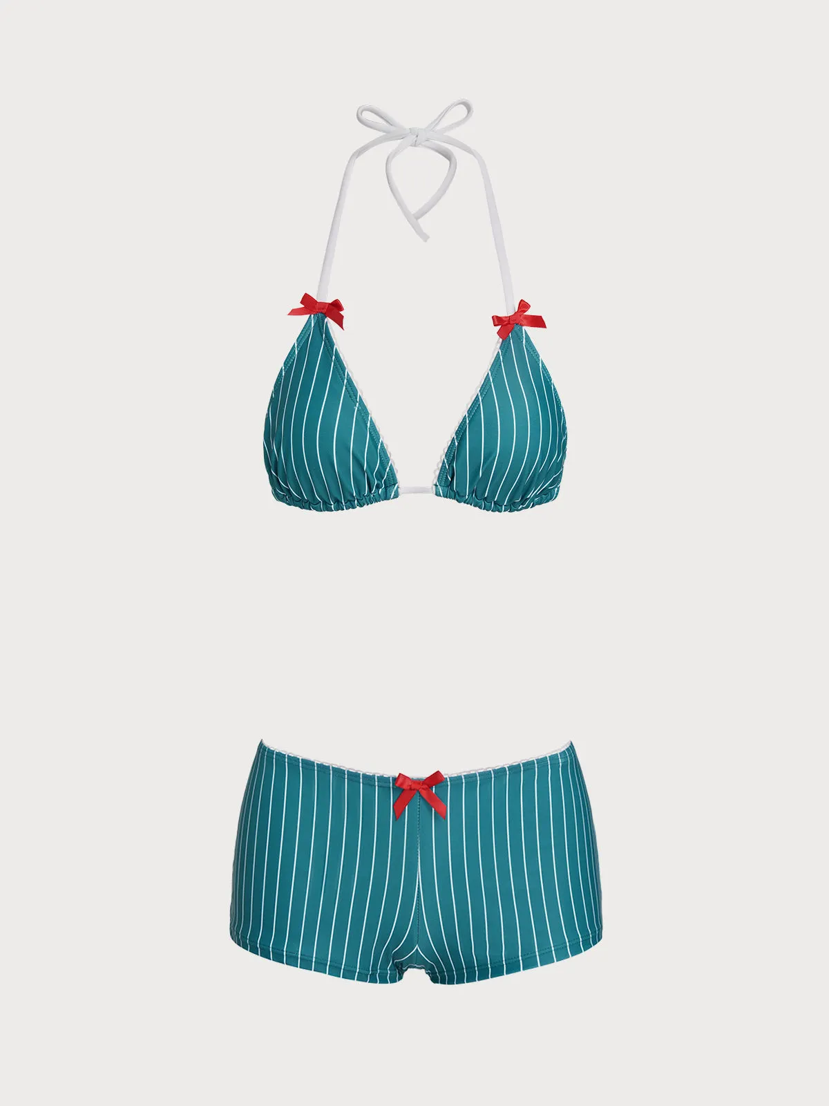 Green Striped Printed Shorts Bikini Set sold by Samiol product image thumbnail 2