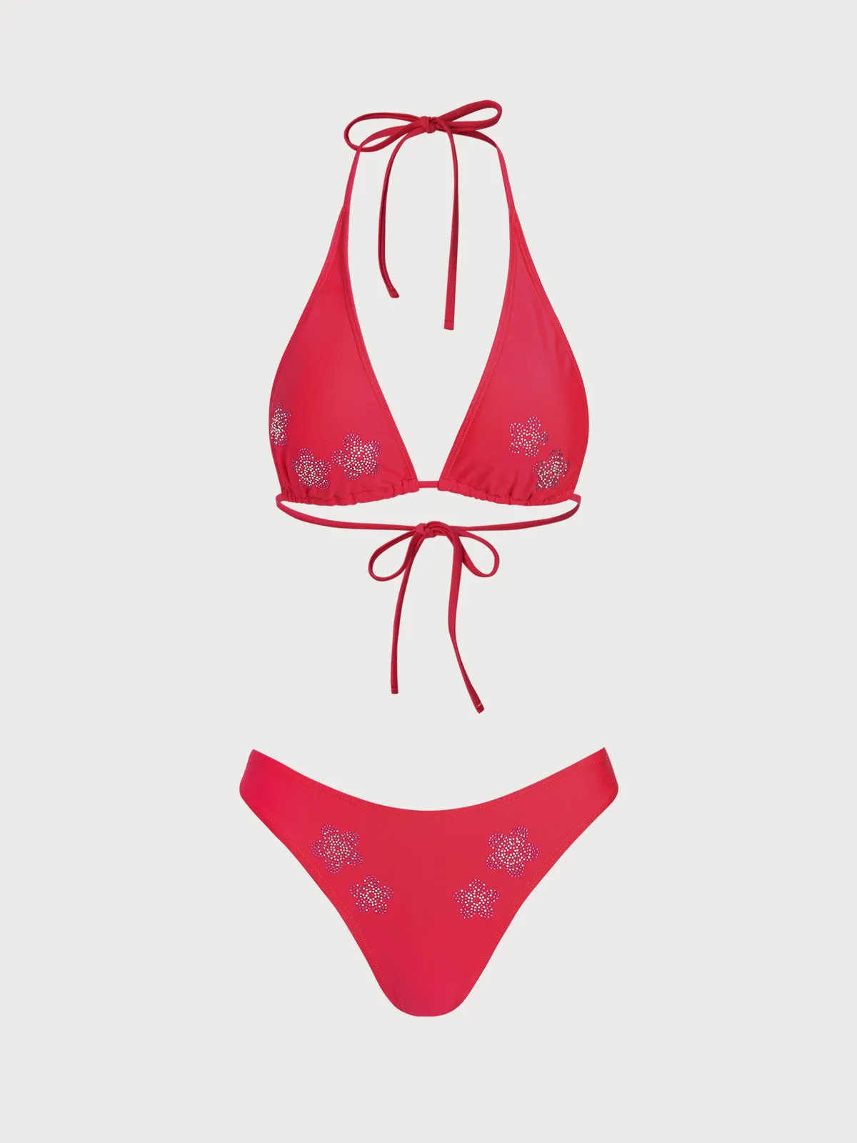 Red Rhinestone Flower Bikini Set sold by Samiol product image thumbnail 2