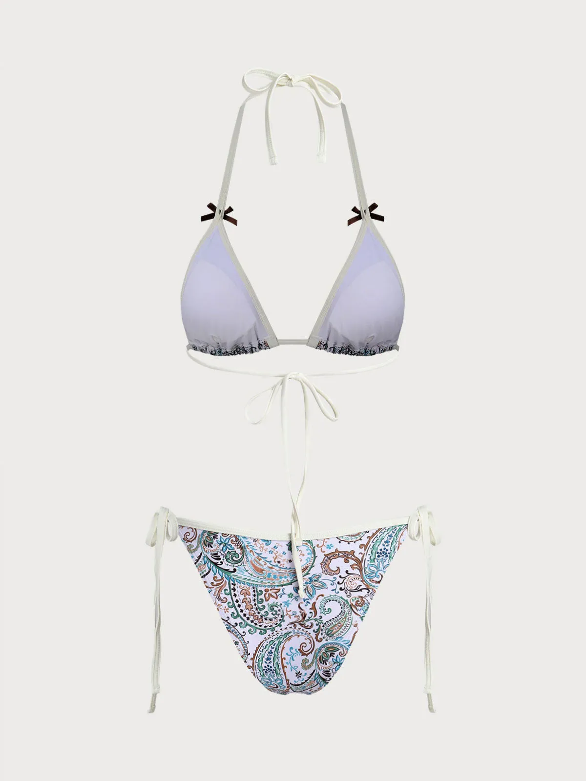 Green Paisley Print Contrast Bow Bikini Set sold by Samiol product image thumbnail 2